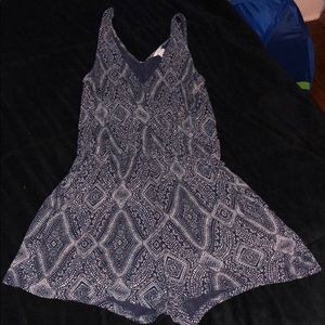 Blue romper with white print